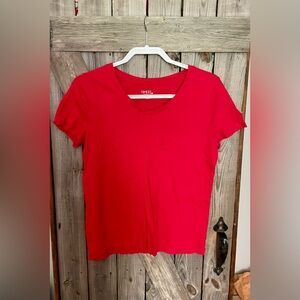 Time and Tru Women's Bright Red Short Sleeve Tee